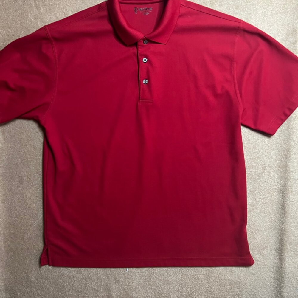 Pro Tour Performance‎ Golf Men XL Solid Red 3 Button Collared Short Sleeve Polo